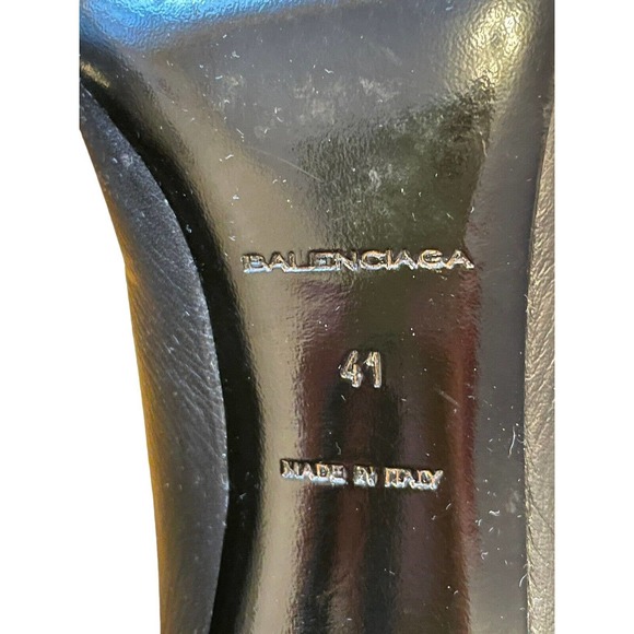 BALENCIAGA Paris Black Leather Stiletto Knife Heels Pumps EU 41 Buckle Point Toe - Picture 4 of 9